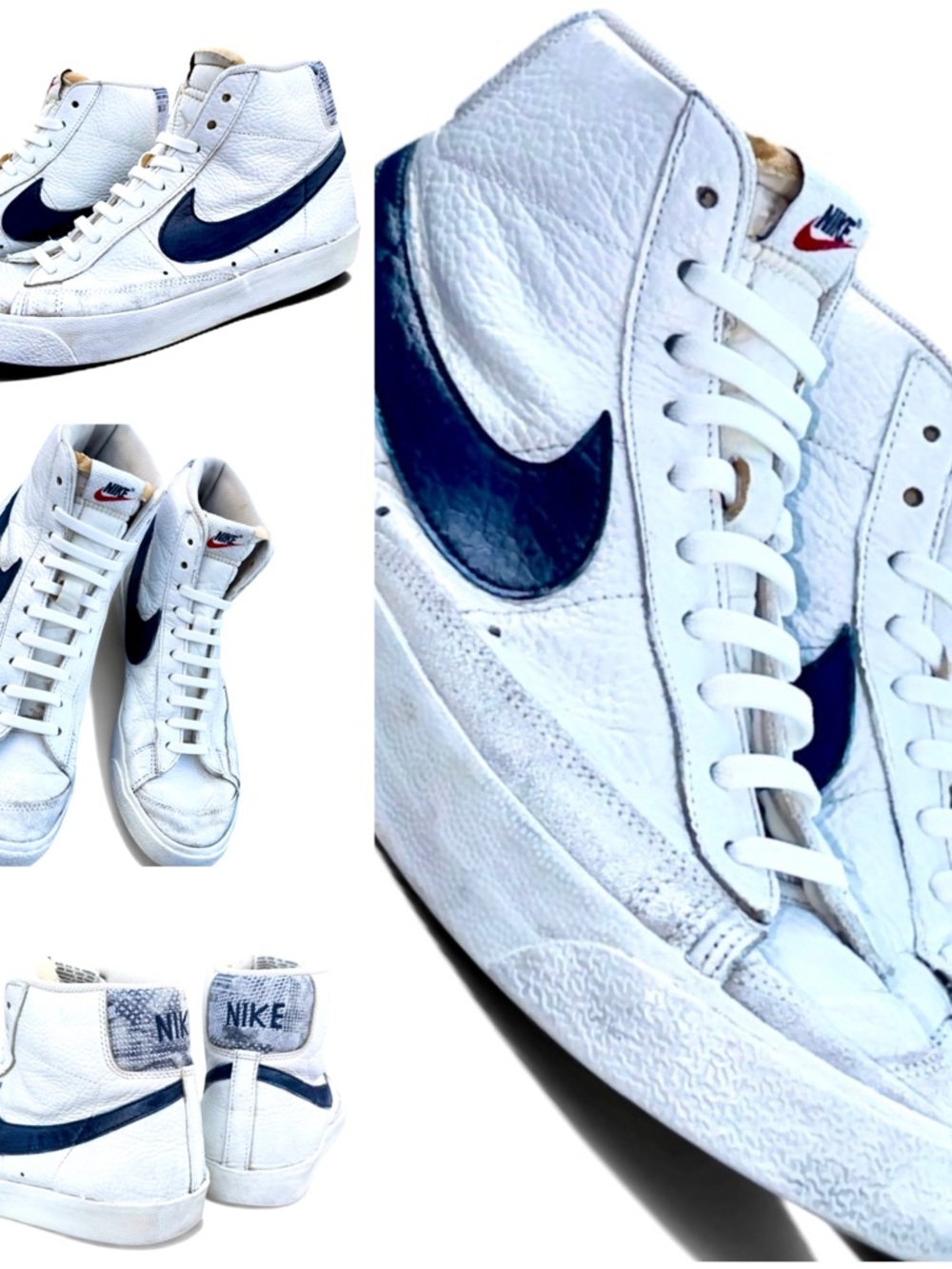 Men's Nike Blazer mid vintage 77 white navy blue size 11 tennis basketball shoes